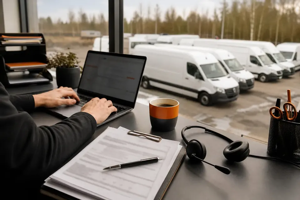 A logistics desk overlooking the terminal yard