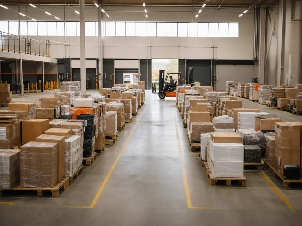 Parcels and pallets sorted on the terminal floor